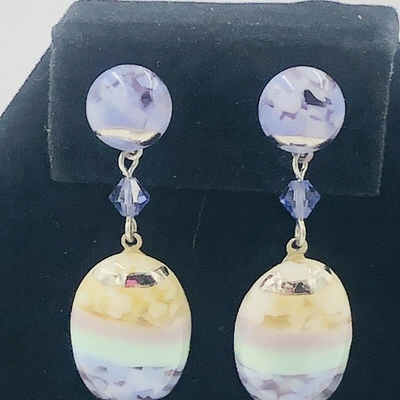 LAMPWORK GLASS EARRINGS Multicolor Dangle Drop - Picture 7 of 8